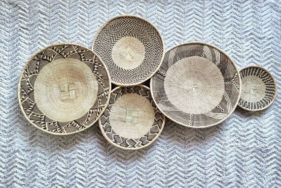 Set of 5 Perfect African Basket Set can be used as Above Bed Decor or Hanging Wall Basket in any ... | Etsy (US)