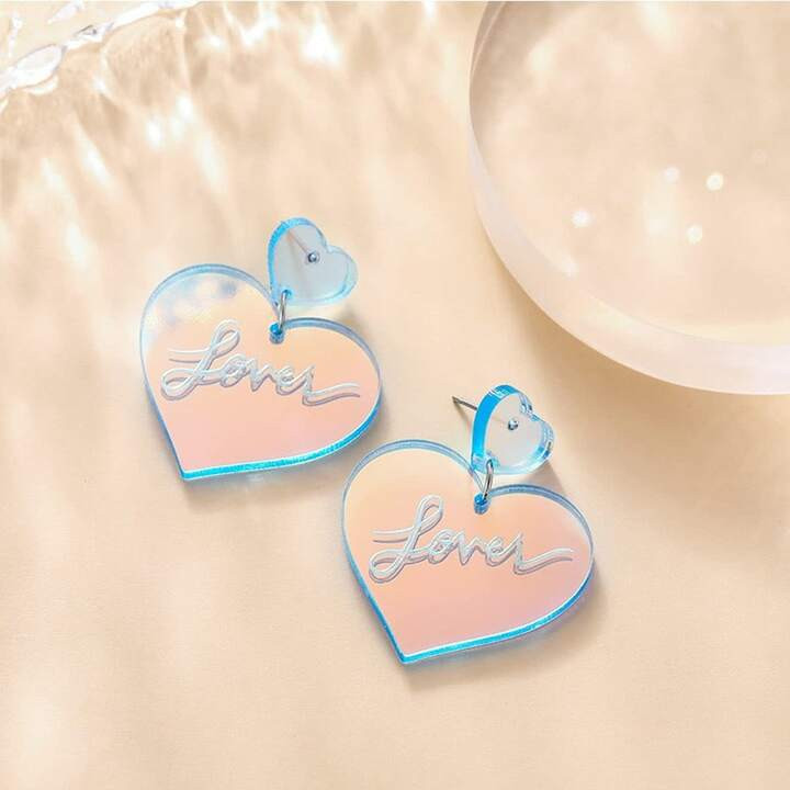 Europeu E Americano Estilo Em Forma De Coração Colorida Laser Trocar Acrílico Personalidade Br... | SHEIN