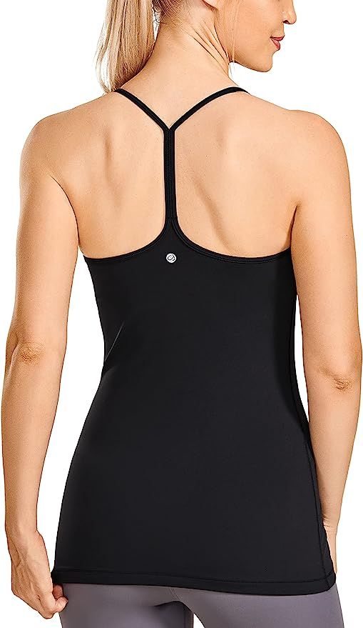 CRZ YOGA Women's Y Back Spaghetti Strap Workout Tank Tops - with Built in Shelf Bra Sports Camiso... | Amazon (US)