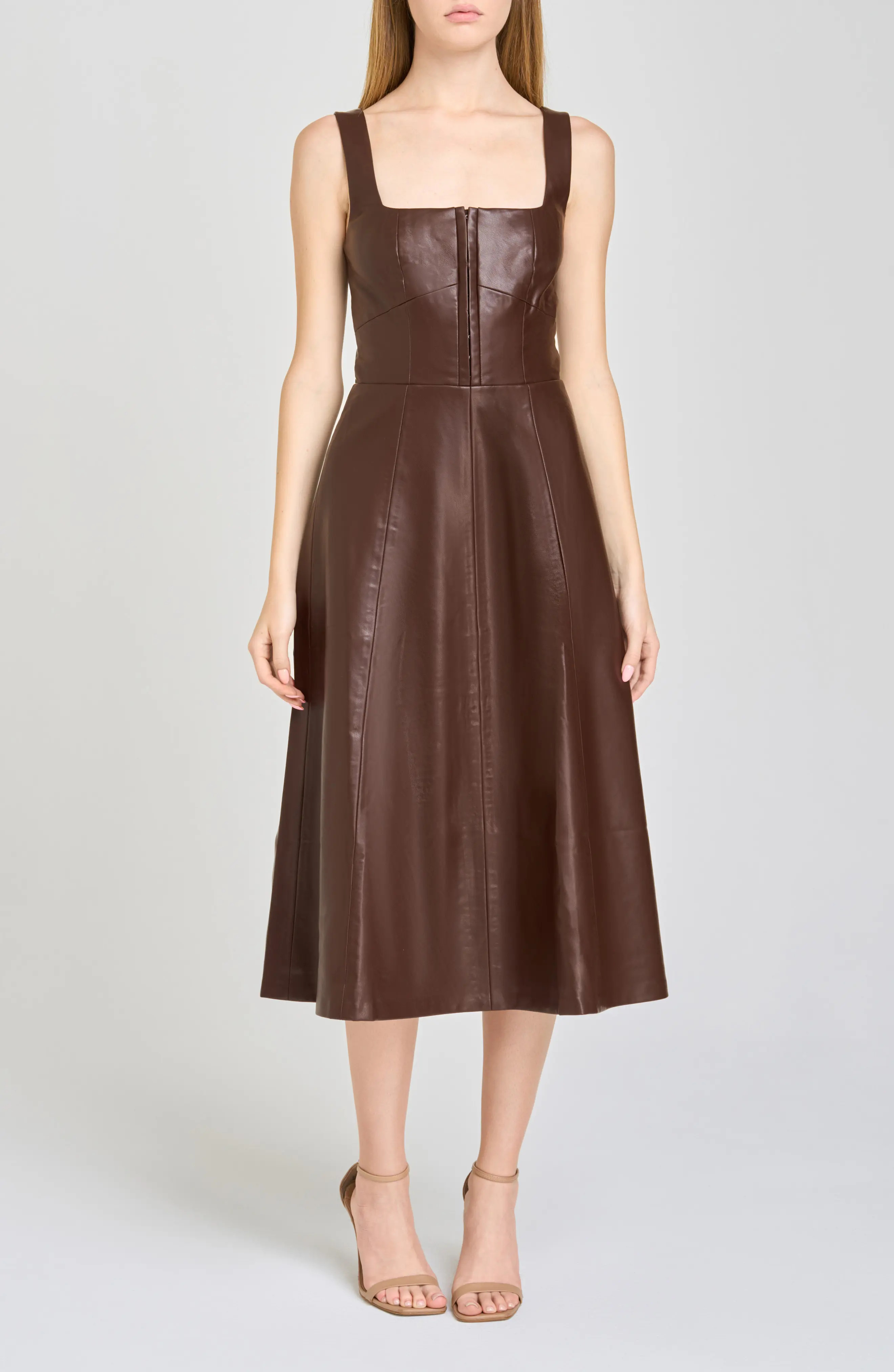 Leonie Faux Leather Fit & Flare Midi Dress (Women) | Nordstrom | Nordstrom