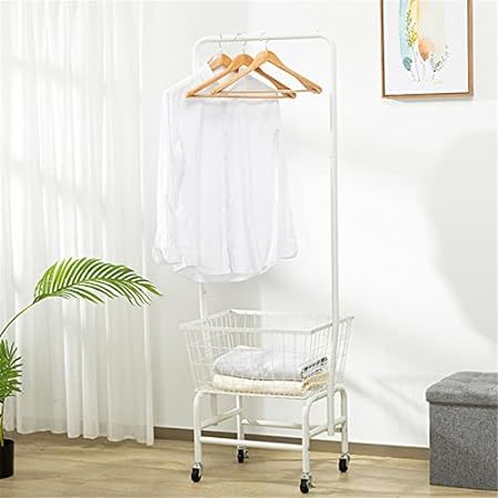 ALIMORDEN Laundry Cart with Clothes Rack, Rolling Laundry Butler with Wire Storage Rack，Black | Amazon (US)