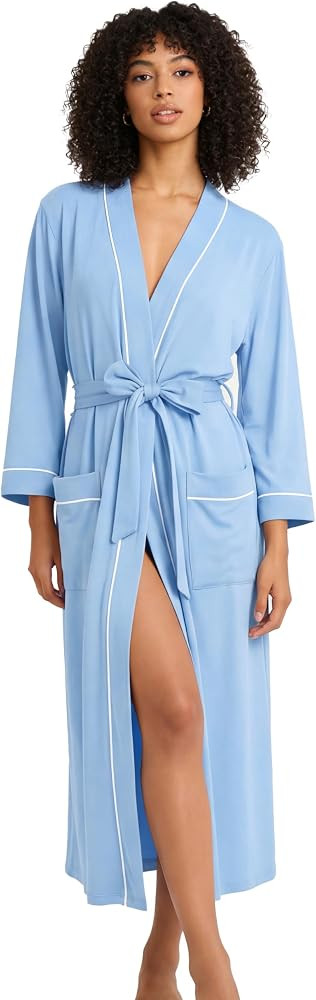 HEARTNICE Womens Cotton Robe, Soft Kimono Spa Knit Long Bathrobe Lightweight Loungewear | Amazon (US)