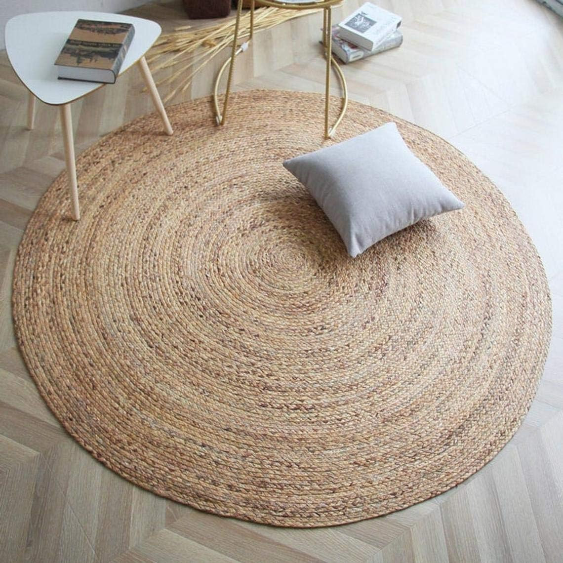 Frelish Decor Handwoven Jute Area Rug- 3 feet Round- Natural Yarn- Rustic Vintage Beige Braided R... | Amazon (US)