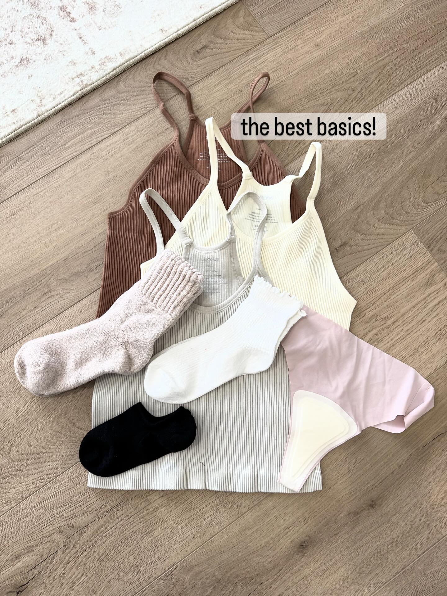 My favorite basics and go-to bras! 
They're all affordable and such a great look for less. Seamless cami bra tops, cutest socks for boots and clogs, seamless underwear for no front seam, and seamless wireless bras that are actually comfortable!  

 #LTKmomlife #LTKFindsUnder50 #LTKTravel