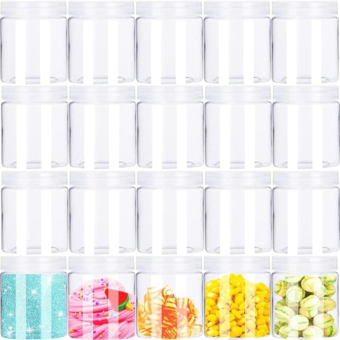 20 Pack 4oz Empty Clear Slime Containers,Round Plastic Cosmetic Jars with Lids,Transparent Storag... | Amazon (US)