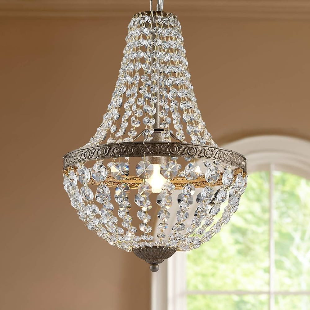 Bestier French Empire Antique Silver Finish Farmhouse Crystal Pendant Chandelier Lighting LED Cei... | Amazon (US)