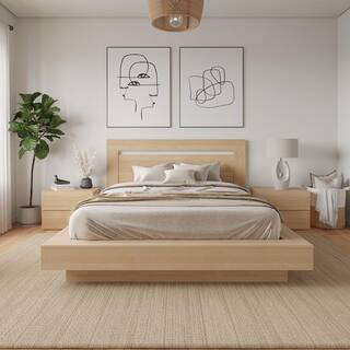 Byron 4-Piece Natural Blonde Oak Queen Size Bedroom Set | The Home Depot