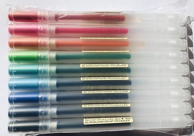 MUJI Gel Ink Ballpoint Pens 0.38mm 9-colors Pack | Amazon (US)