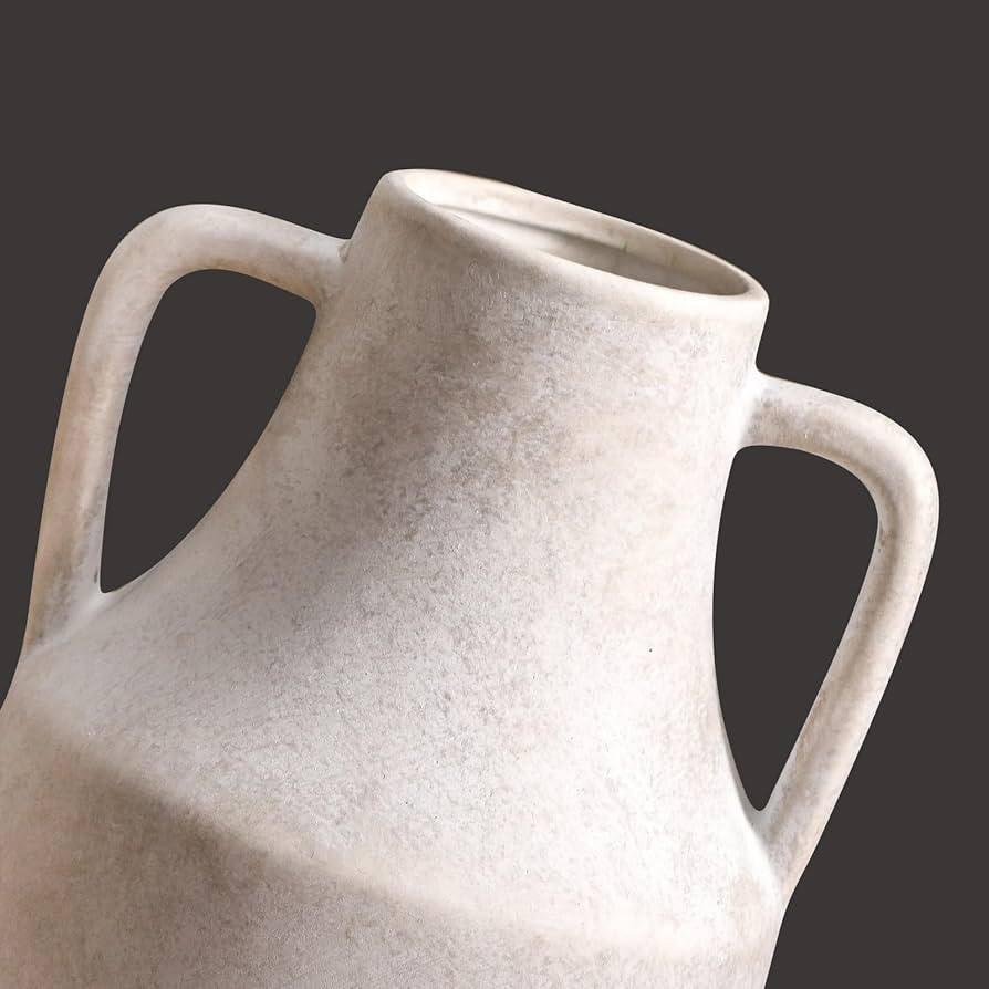 Mitt&Ditt Ceramic Flower Vase with Handles, 11 inch Tall White Vase, Large Decorative Terracotta ... | Amazon (US)