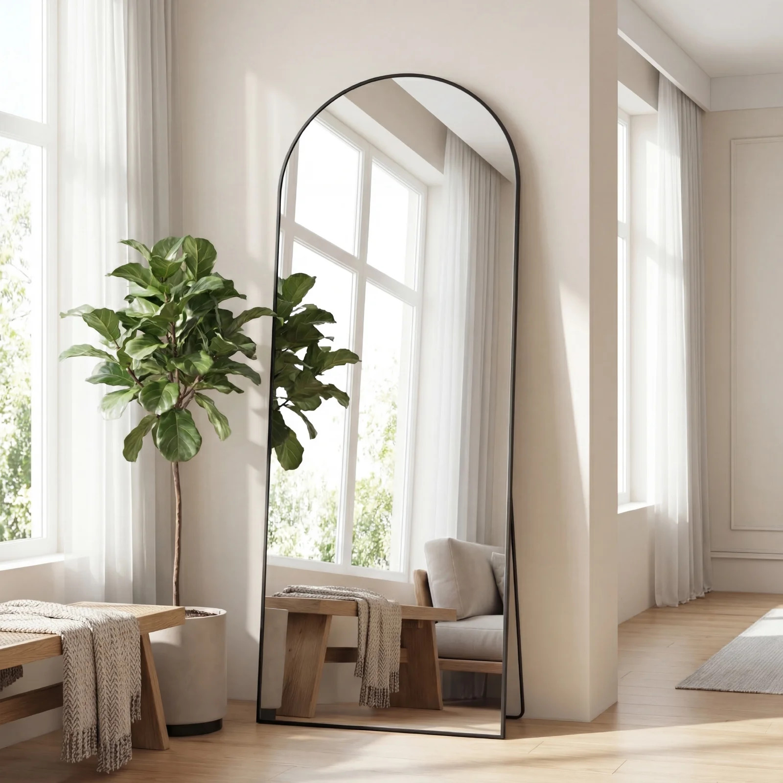 Gianna 65"x24" Arched High-Quality Full Length Mirror, Aluminum Alloy Frame Ensures Stability, St... | Walmart (US)