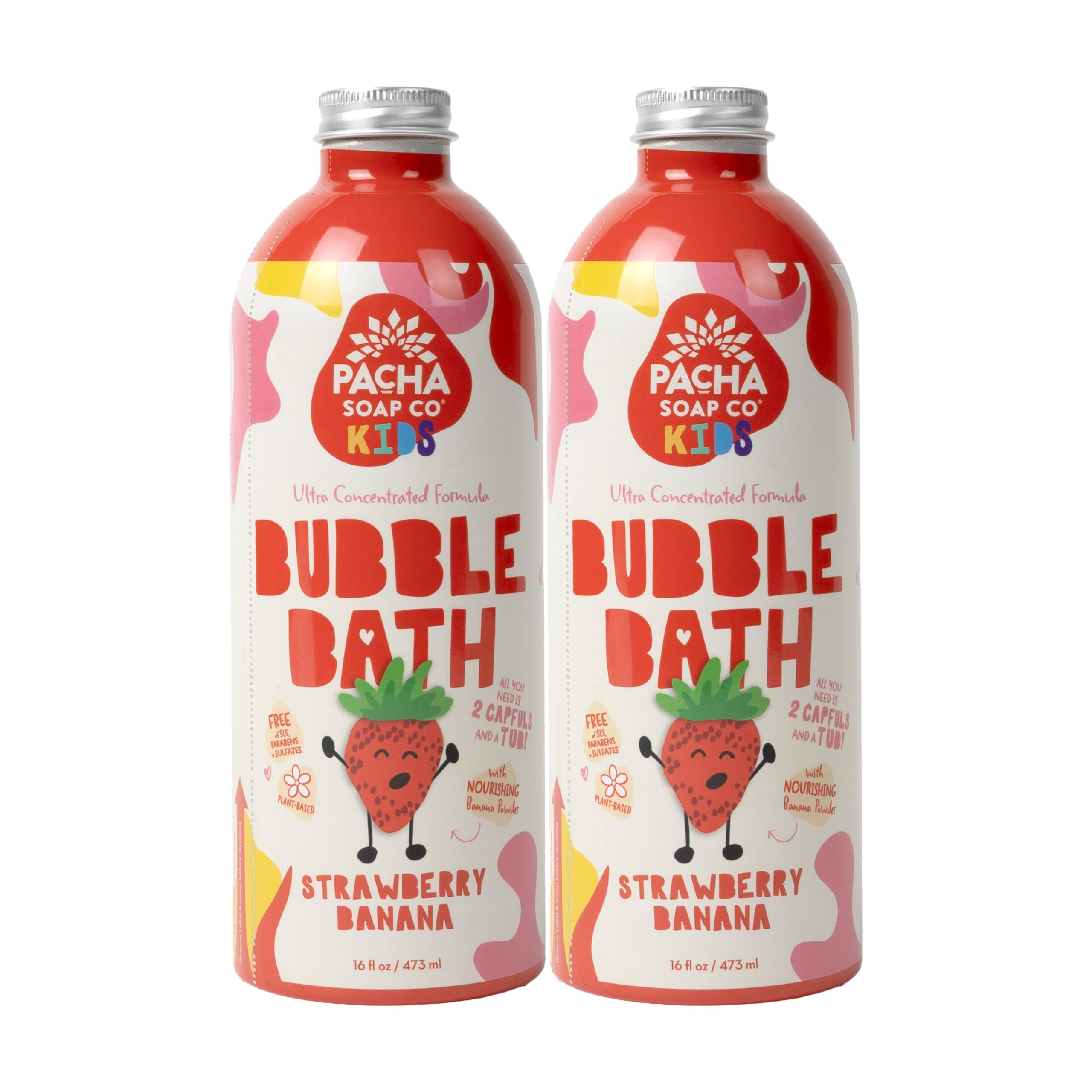 Pacha Soap Co. Kids Bubble Bath - Strawberry Banana, Ultra-Concentrated, Foaming, Tear-Free, SLS-... | Amazon (US)