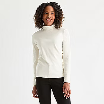 St. John's Bay Womens Mock Neck Long Sleeve T-Shirt - JCPenney | JCPenney