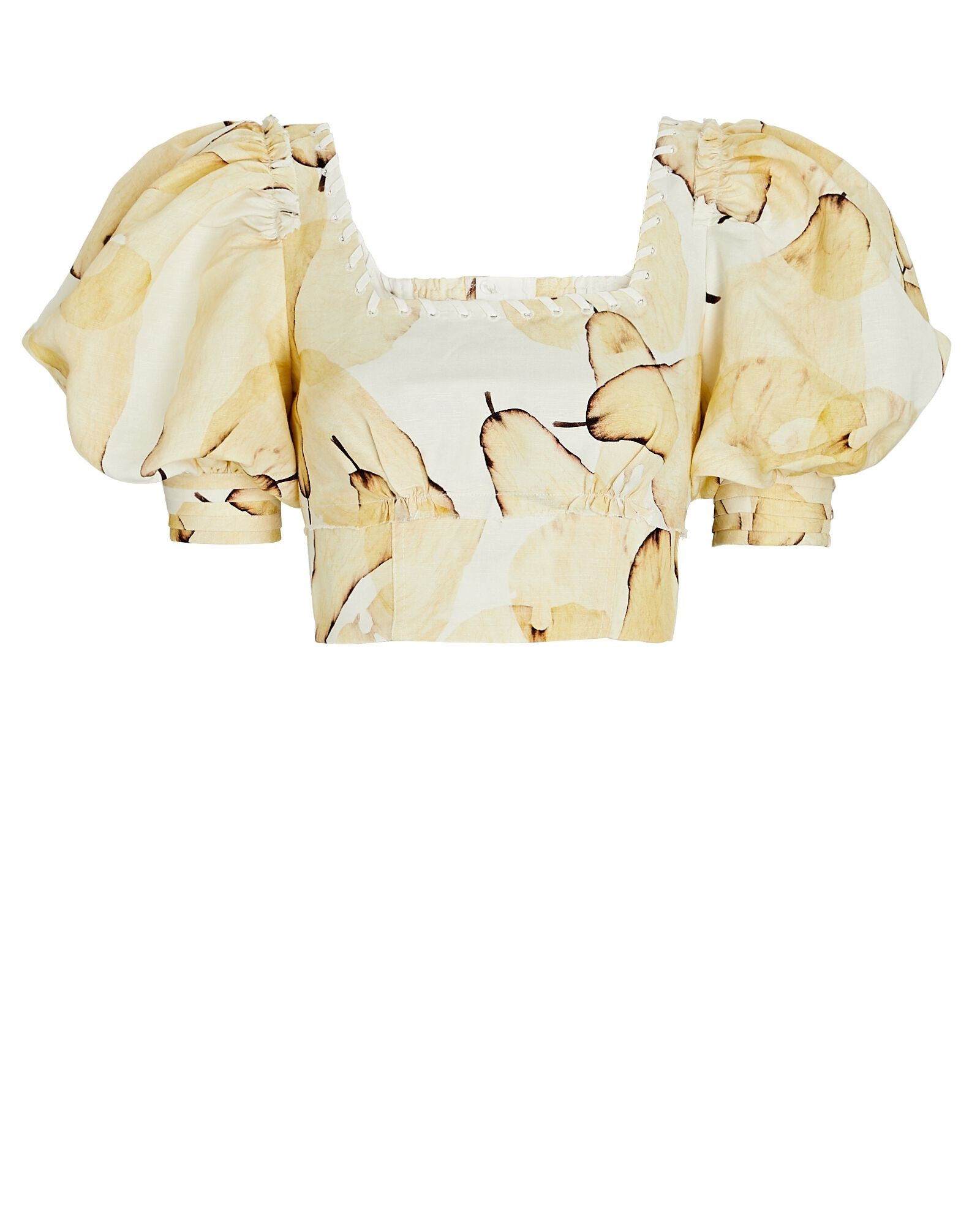 Unlace Puff Sleeve Crop Top | INTERMIX