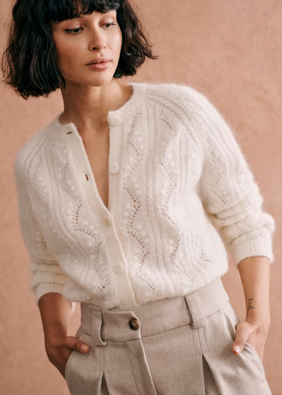 Magda Cardigan - Ecru - Kid mohair - Sézane | Sezane Paris