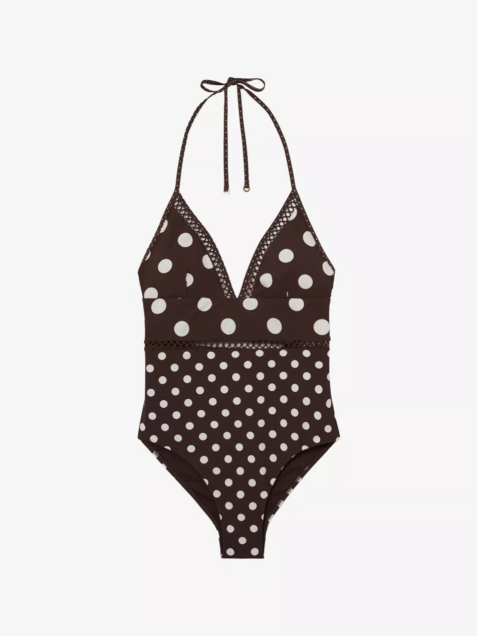 Ray Polka-Dot Halterneck Swimsuit | Selfridges