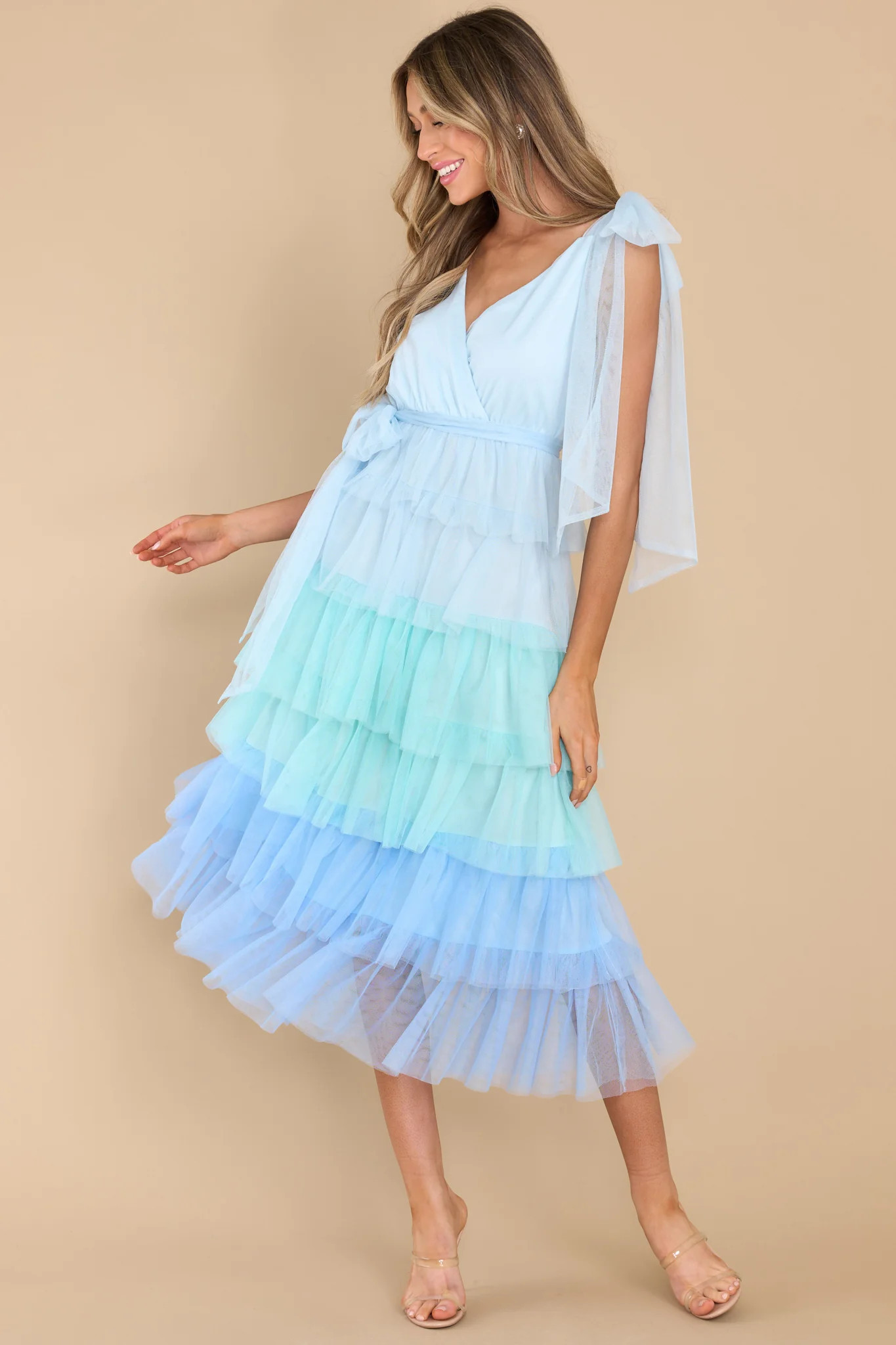 You Can Fly Blue Multi Midi Dress | Red Dress 