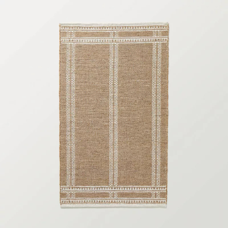 Border Plaid Handmade Jute Woven Area Rug Natural/Cream - Hearth & Hand™ with Magnolia | Target