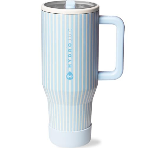 HydroJug Traveler - 40 oz Water Bottle with Handle & Flip Straw - Fits in Cup Holder, Leak Resistant Tumbler-Reusable Insulated Stainless Steel & Rubber Base - Gifts for Women & Men, Cape Cod | Amazon (US)