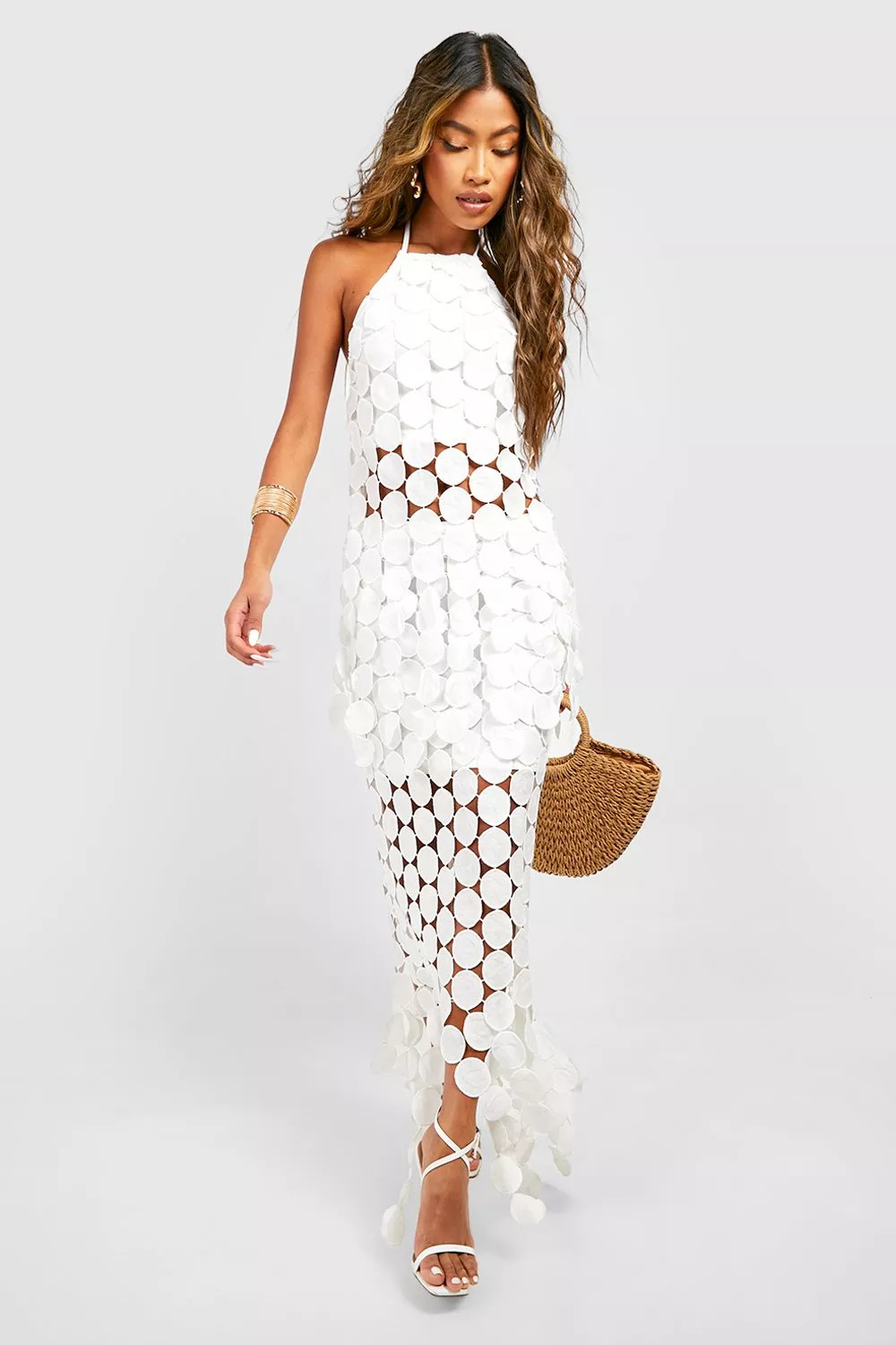 Disk Crochet Asymmetric Hem Maxi Skirt | Boohoo.com (US & CA)