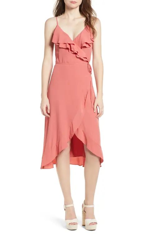 Leith Flounce Wrap Midi Dress | Nordstrom