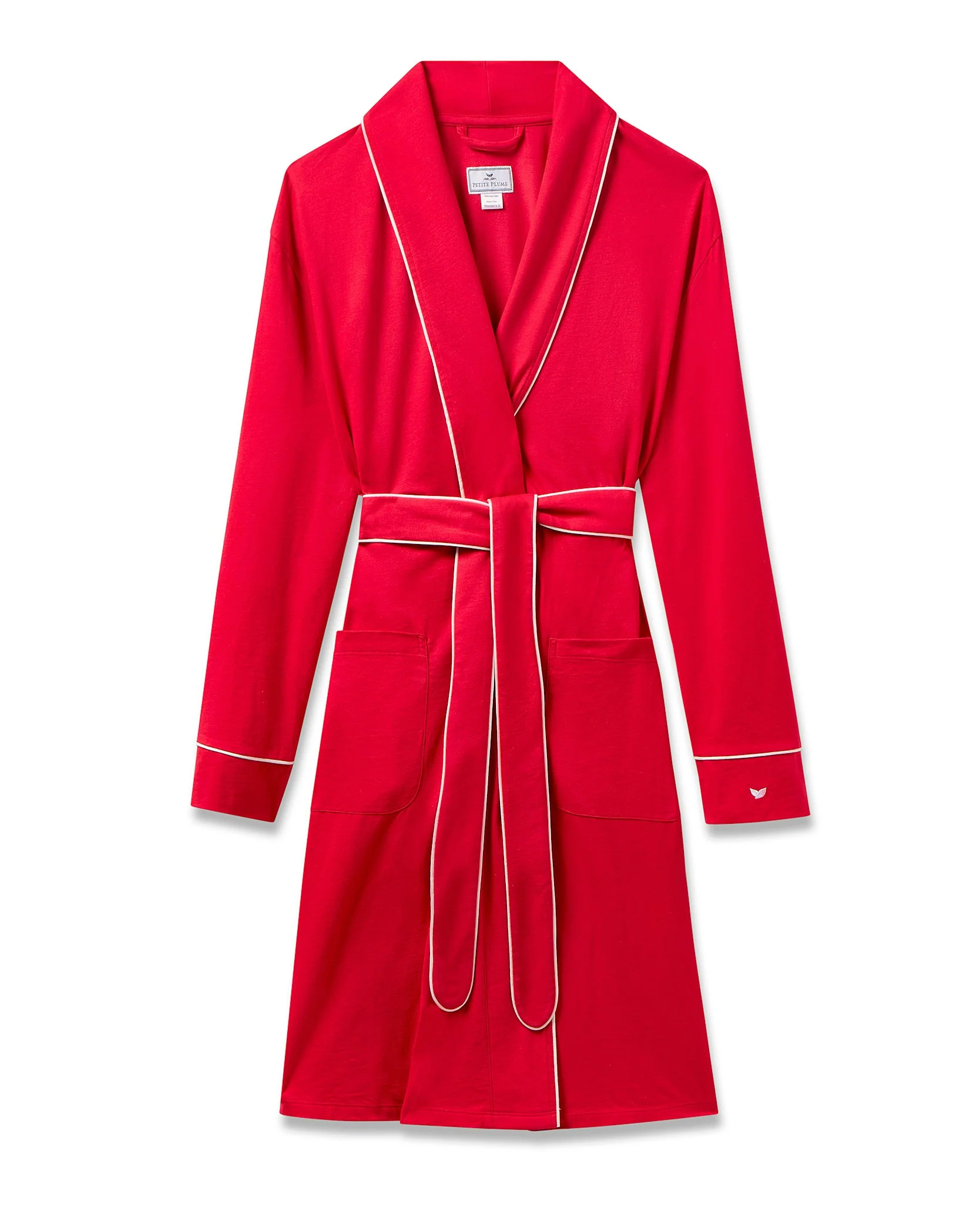 Women's Pima Maternity Robe in Red | Petite Plume