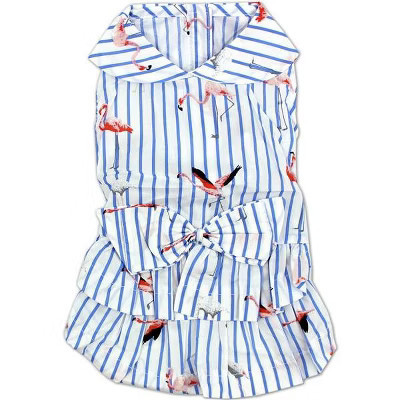 Parisian Pet 'Flamingo Print Dog Dress' for Dogs and Cats, Sleeveless, Comfortable Summer Outfit, Blue and White Stripes  2XL | Target