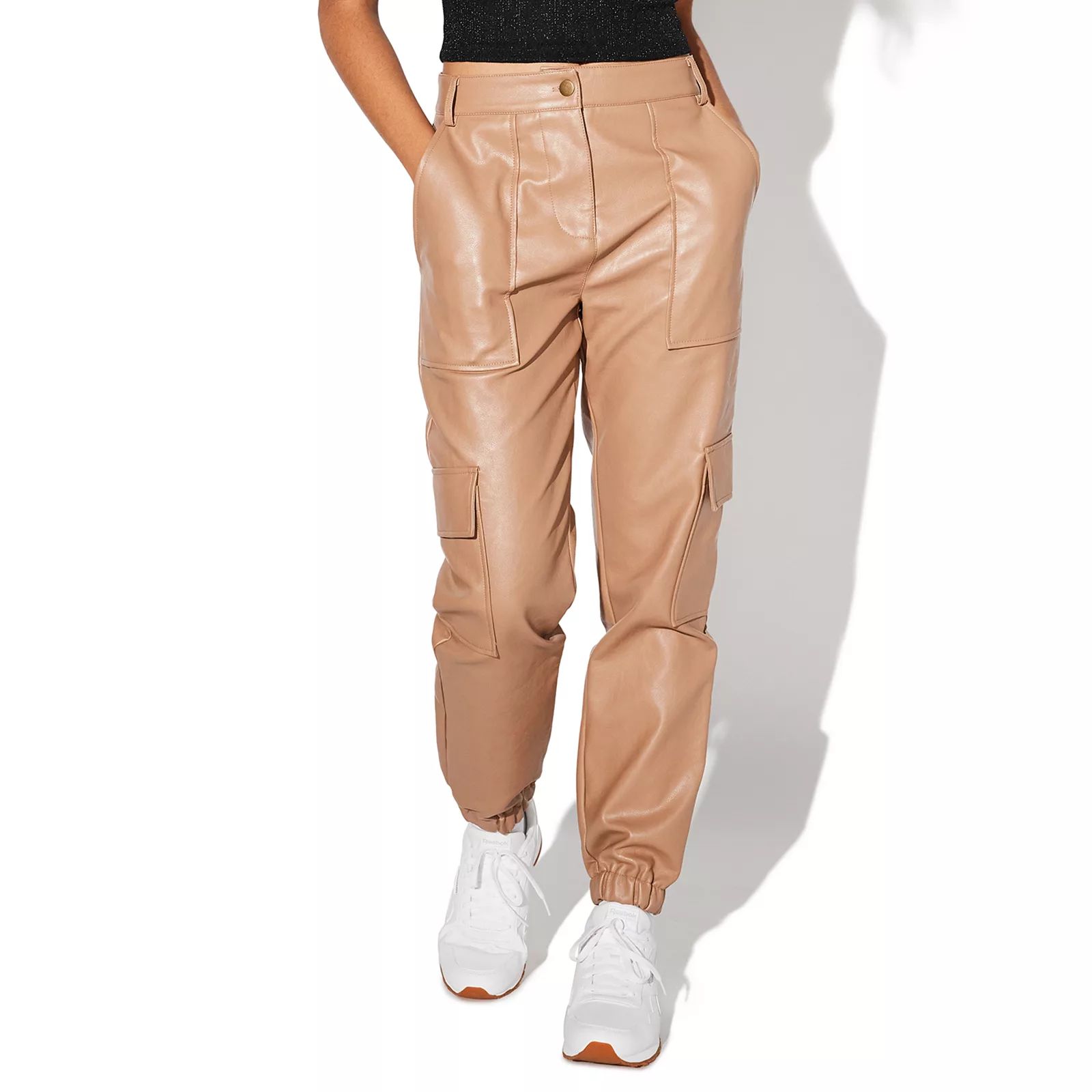 Juniors' Vylette Faux-Leather Jogger Pants, Girl's, Size: 9, Lt Brown | Kohl's