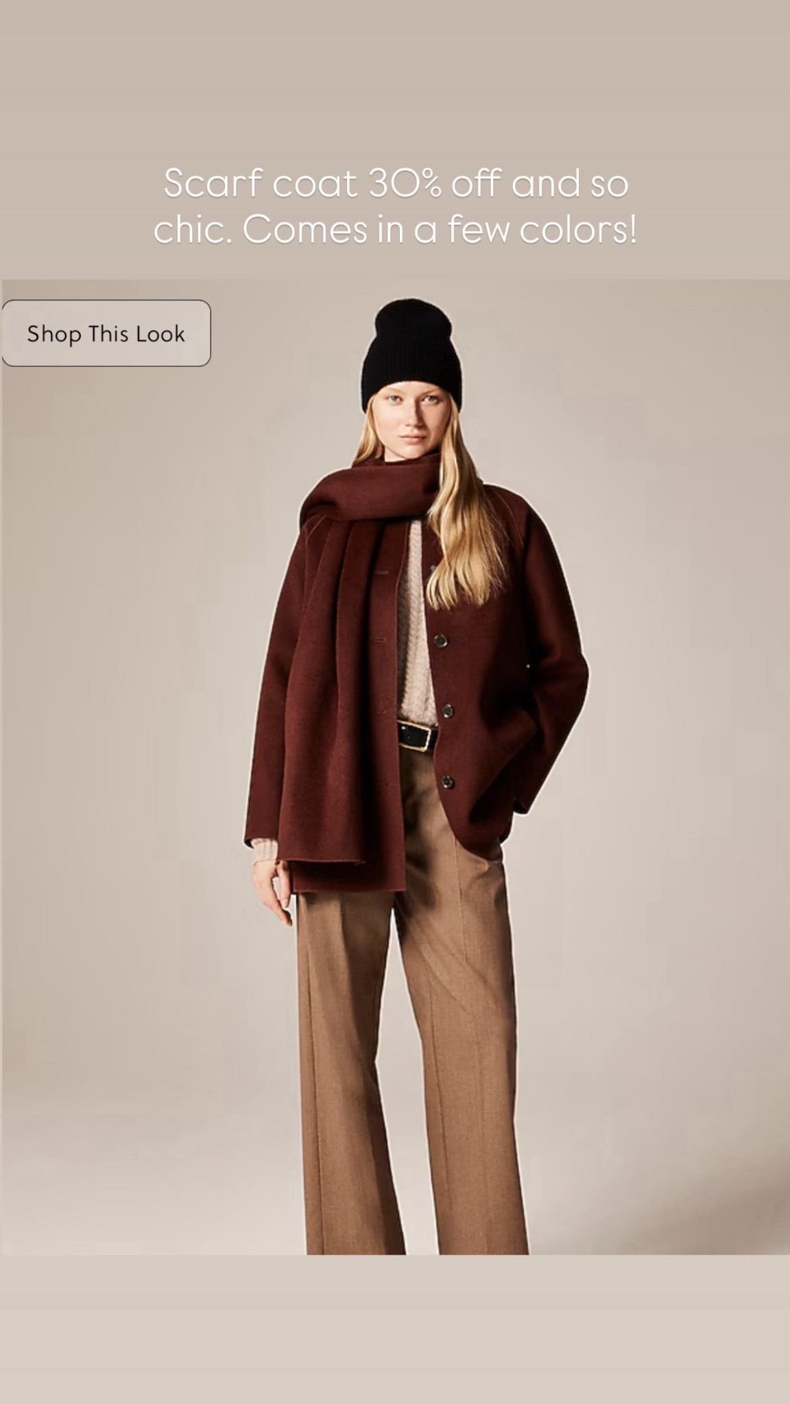 J Crew scarf coat 30% off and so chic. Comes in a few colors! Would make a great gift for her.

#LTKGiftGuide #LTKSeasonal #LTKSaleAlert