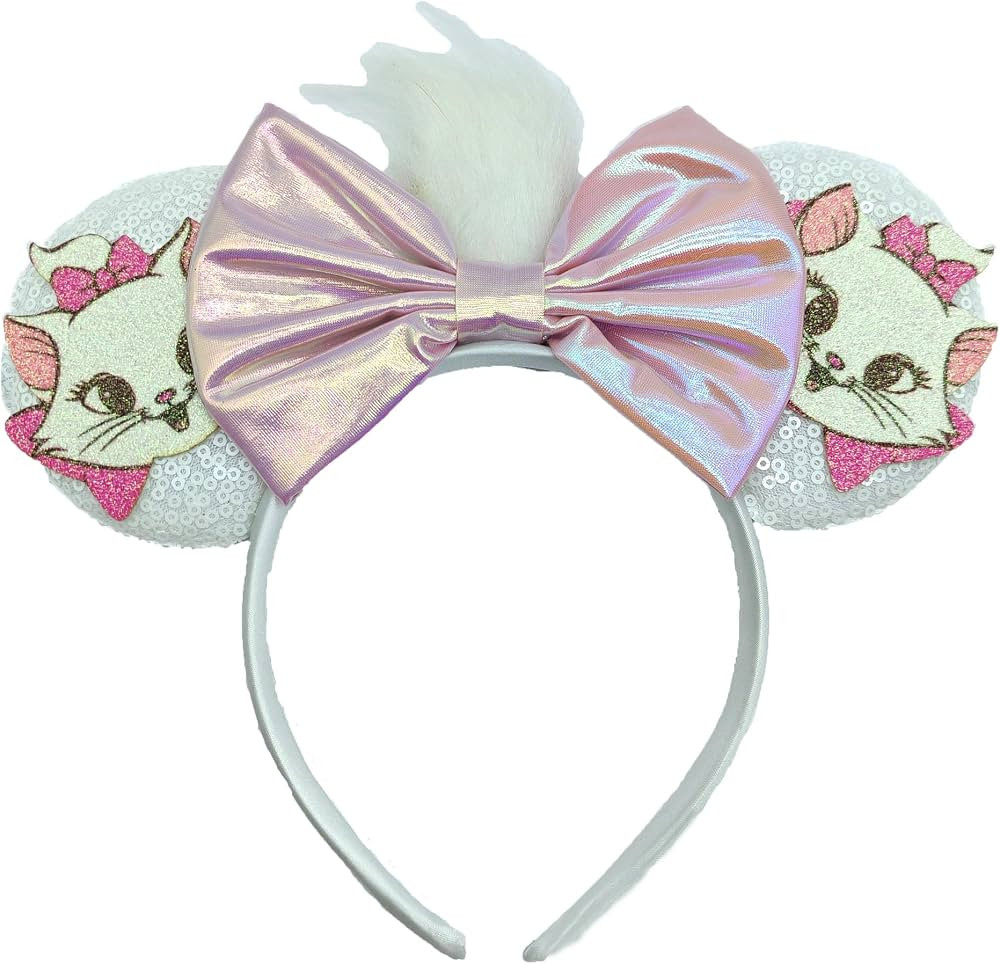 ZHENNAN Mouse Ears Headband for Women, Glitter Marie Cat Ears Headband, Costume Headwear, Handmad... | Amazon (US)