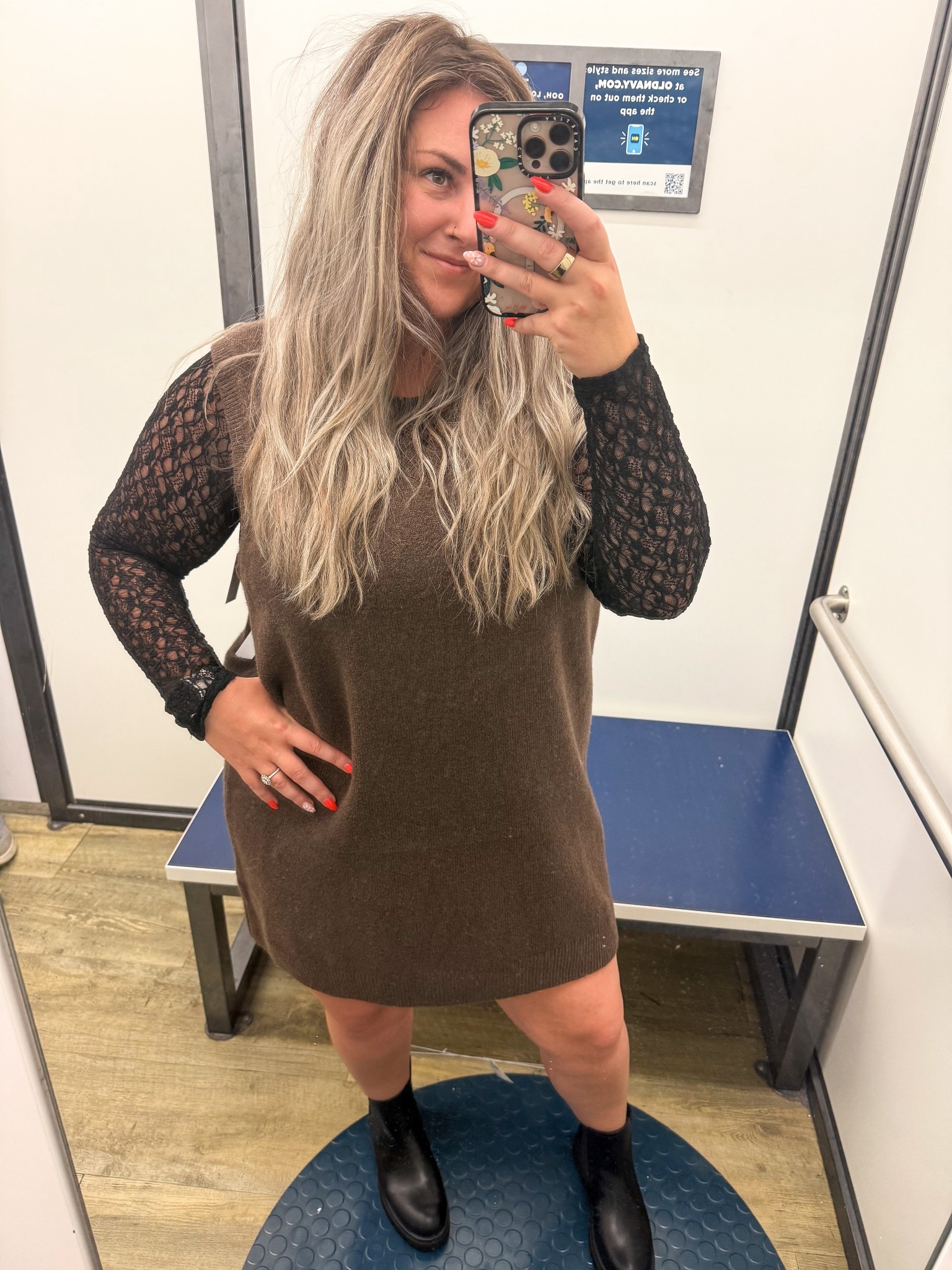 The perfect sweater dress with a little detail added from Old Navy! Styled with this perfect long sleeve lace crew neck top! Pair it with your favorite tall boots or the Chelsea boots! Pumpkin patch? Fall family pictures? This would be PERFECT! 

XXL in dress
L in top
Size 10 boots

#LTKFindsUnder50 #LTKStyleTip #LTKPlusSize