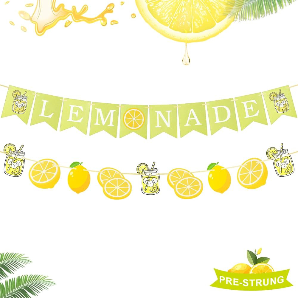 Lemonade Banner for Lemonade Stand Decorations, Lemon Garland Sign Summer Lemon Party Decorations... | Amazon (US)