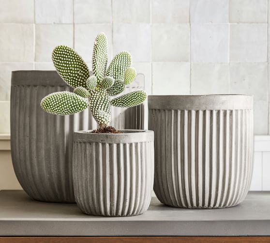 Concrete Fluted Planter - Grey | Pottery Barn (US)