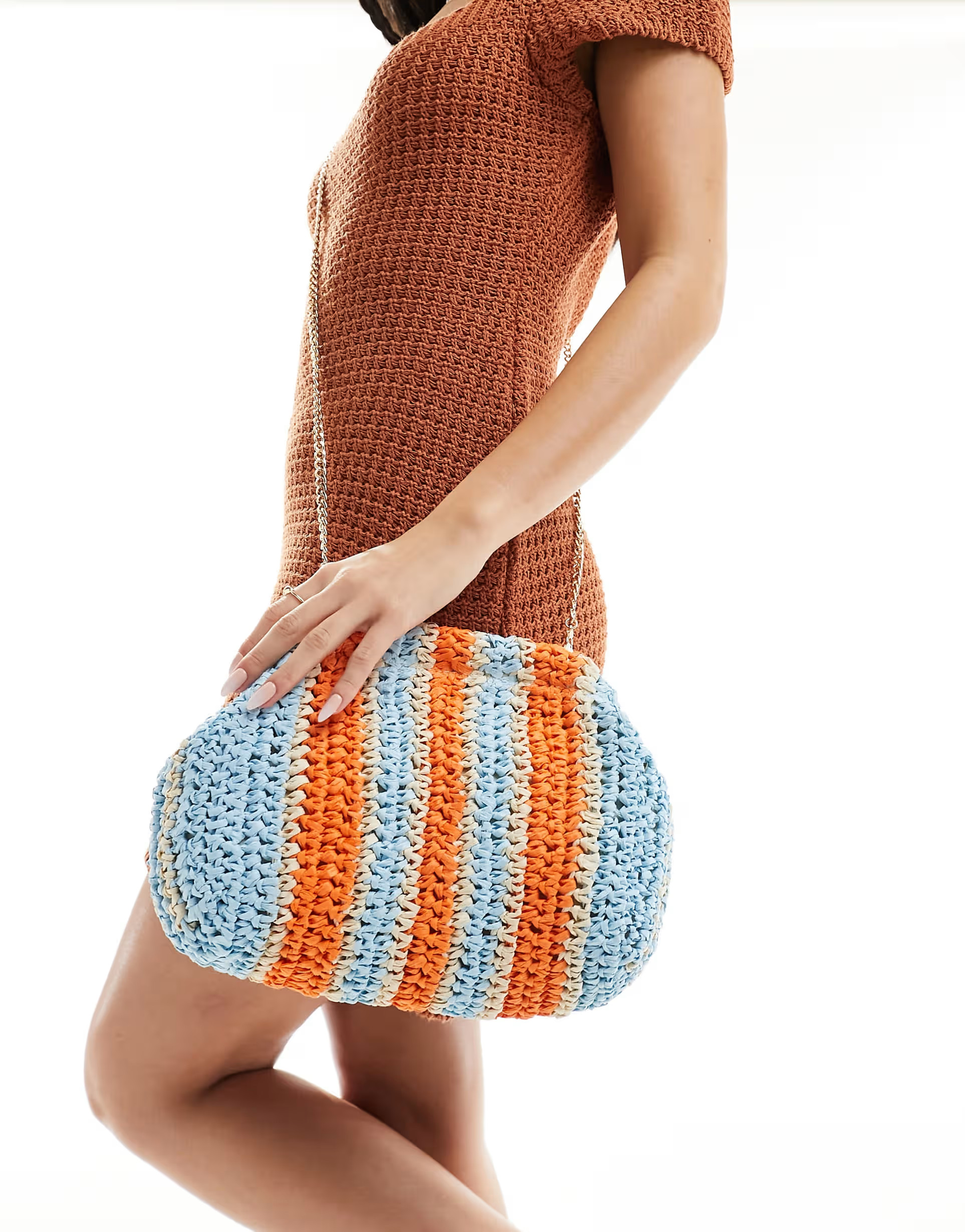 South Beach striped clutch bag in blue and orange | ASOS (Global)