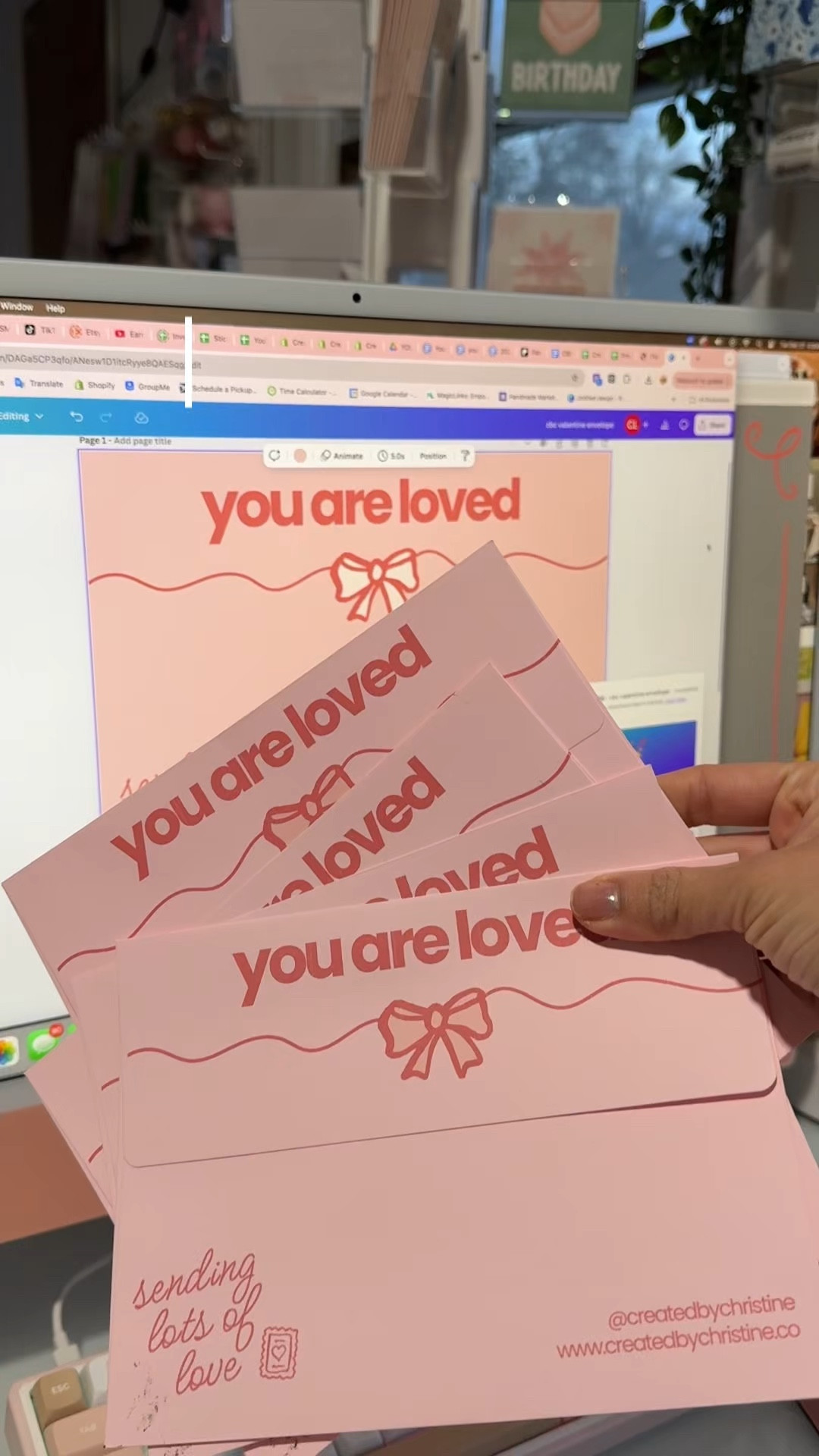 Pink envelopes 🎀💝 I design and print custom envelopes from home 