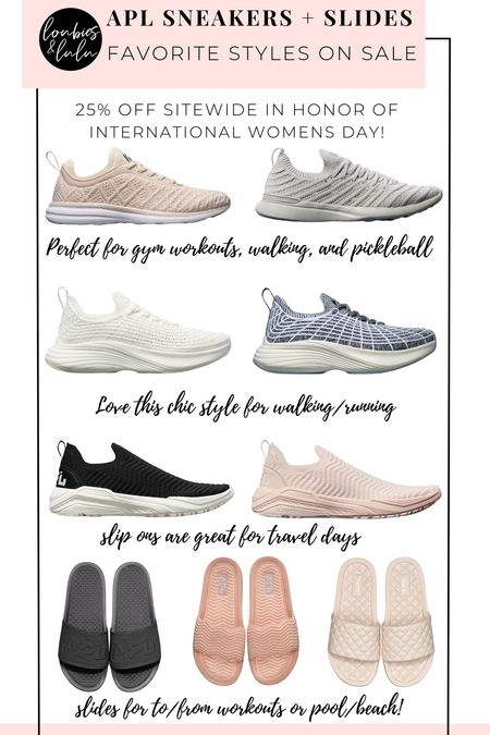 APL sneakers and slides are 25% off today to celebrate International Women’s Day!👟 linking my personal favorites here for workouts, walks, and pickleball! #iwd 

#LTKsalealert #LTKfitness #LTKshoecrush