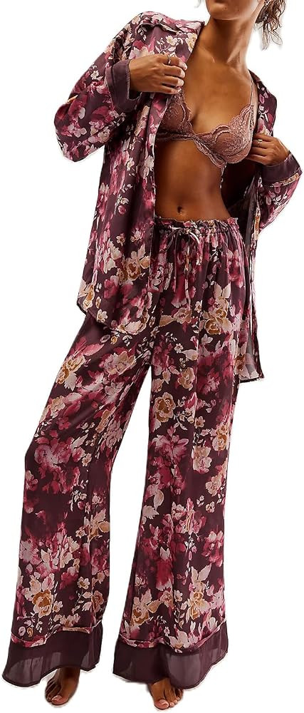 Foidiccx Womens Satin 2 Piece Long Sleeve Tops Pants Sets Y2k Cute Aesthetic Oversized Graphic Pa... | Amazon (US)
