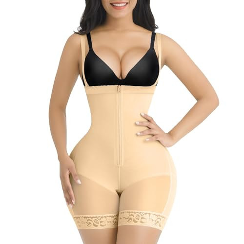 SHAPELLX Fajas Colombianas Shapewear for Women Tummy Control Body Shaper Butt Liftting Bodysuit with Zipper Crotch XL | Amazon (US)