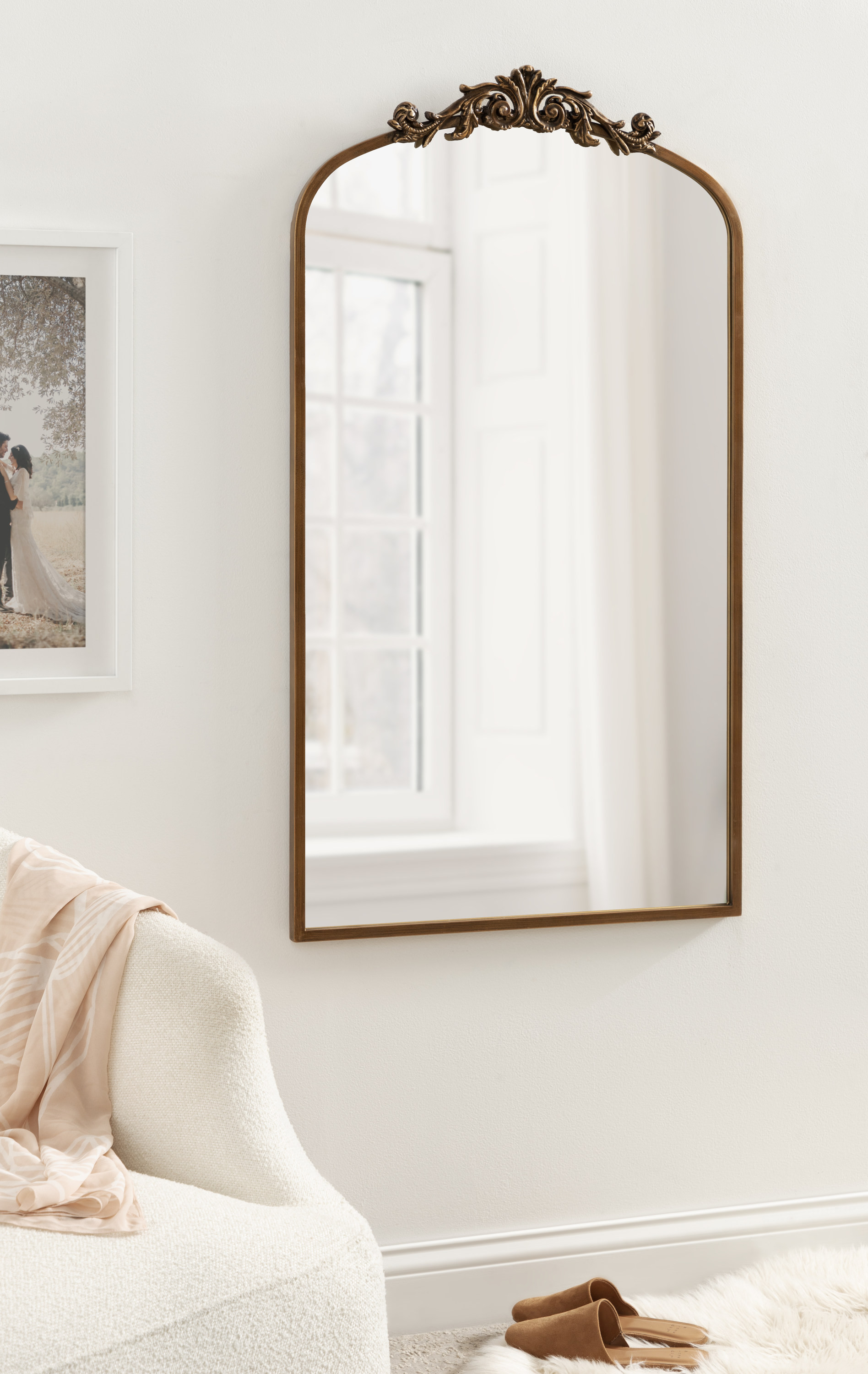 Kate and Laurel Arendahl Glam Arched Tall Panel Mirror, 24 x 42, Gold, Traditional Baroque Large ... | Walmart (US)