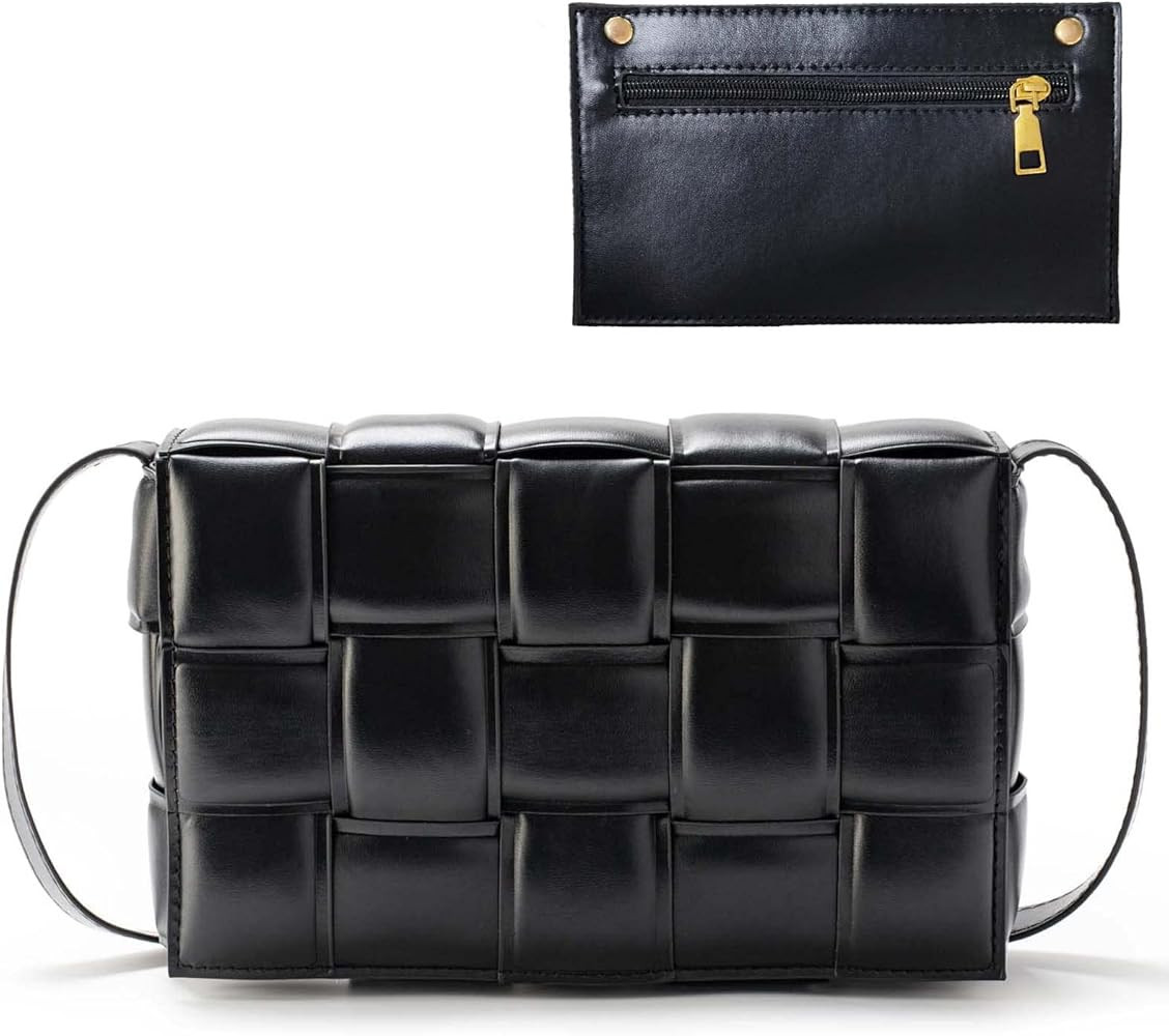 Drupany Woven Padded Cassette Crossbody Bags for Women, Small Leather Shoulder Bag Trendy Handbag... | Amazon (US)