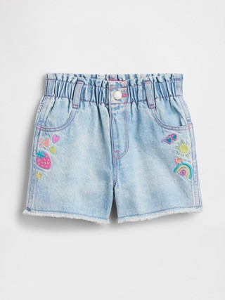 babyGap Embroidered Paperbag Mom Jean Shorts | Gap Factory