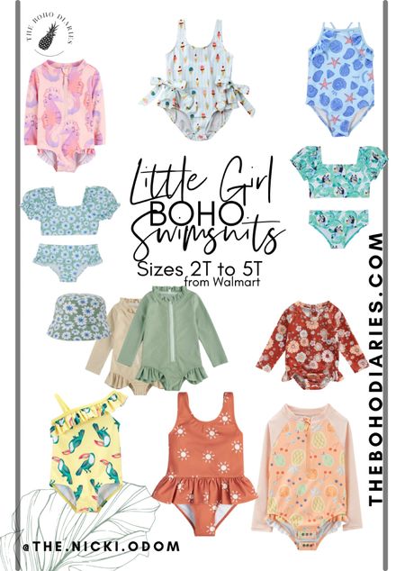 Little girls Boho Swimsuits sizes 2T to 5T from Walmart. Very affordable swimwear for toddler girls | two piece swimwear | one piece swimsuit | swim #bohostyle #bohogirls #littlegirlstyle 

#LTKswim #LTKunder50 #LTKkids