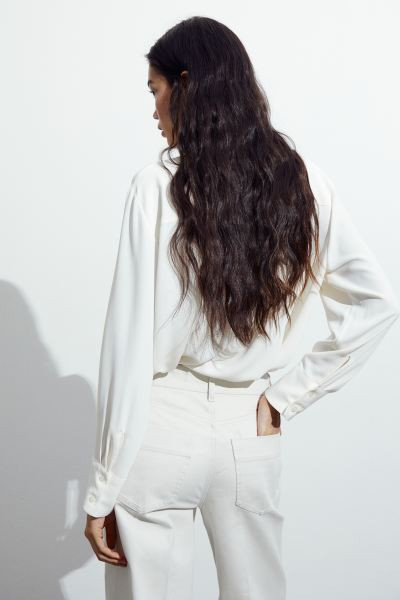 Pointed-collar Shirt - Cream - Ladies | H&M US | H&M (US + CA)