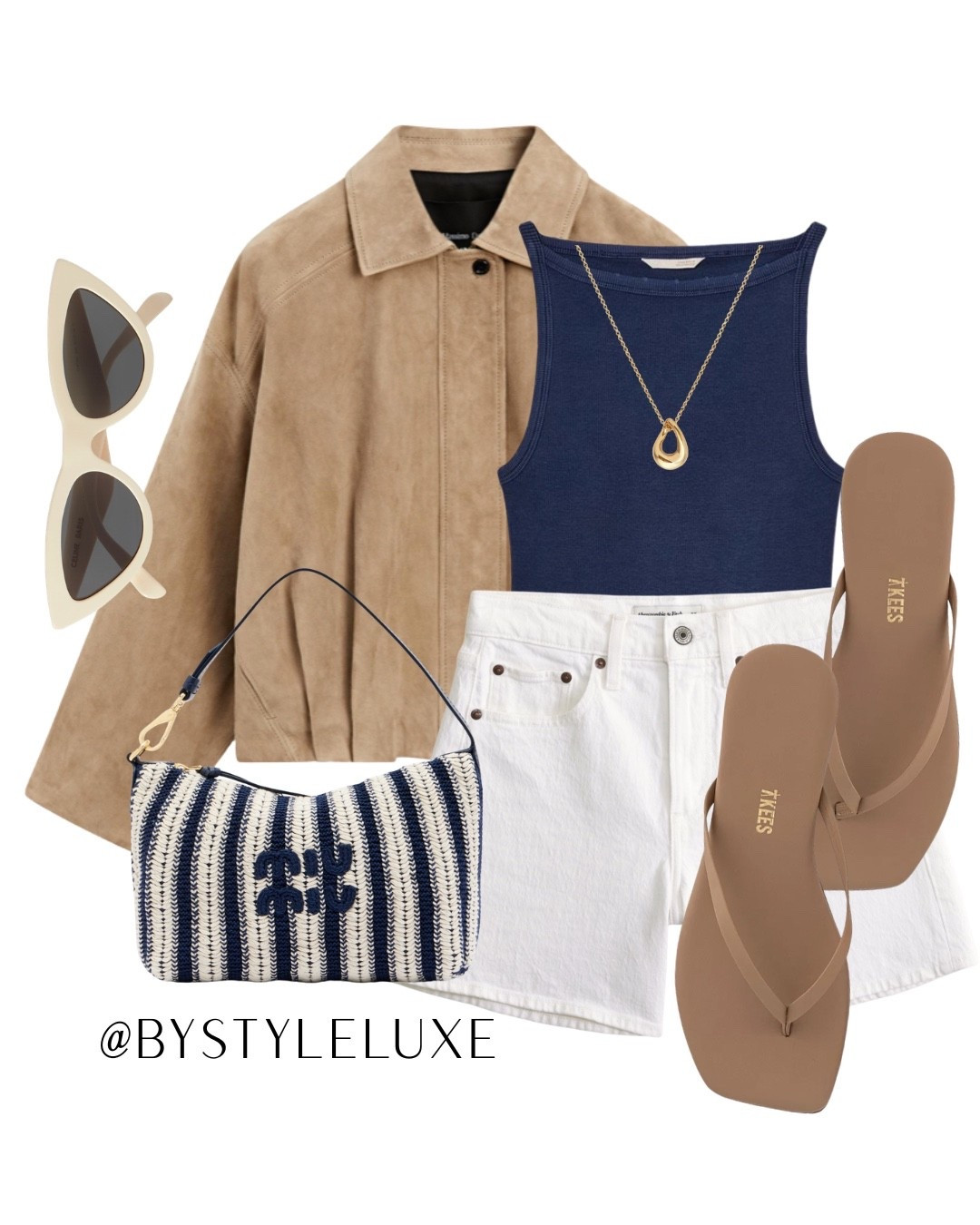 SUMMER SHORTS - A cool girl outfit with a suede jacket and staple white denim shorts in summer 

#denimshorts #sandals #summeroutfit

#LTKsummer #LTKuk #LTKshoes