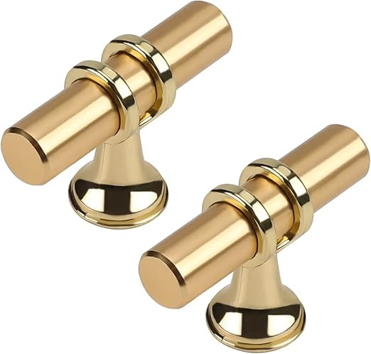 Haliwu 10 Pack Gold Cabinet Knobs, Brushed Brass Cabinet Knobs Kitchen Cabinet Knobs Champagne Go... | Amazon (US)
