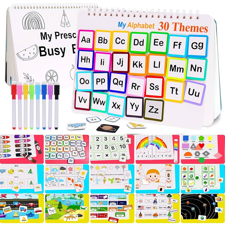 HAN-MM Busy Book for Kids, Montessori Preschool Learning Activities, 30 Themes with 8 Marker, Wor... | Amazon (US)