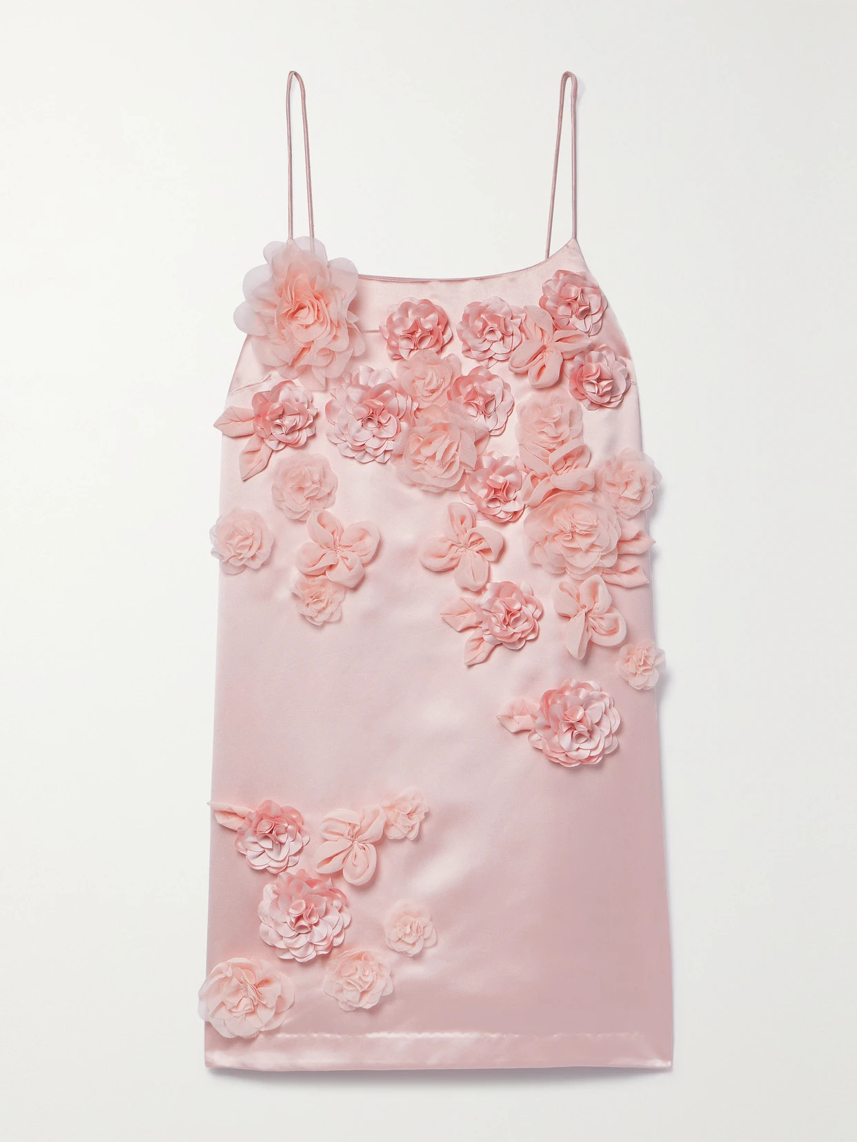 LOVESHACKFANCY - Mensa Appliquéd Satin Mini Dress - Pink | NET-A-PORTER (US)