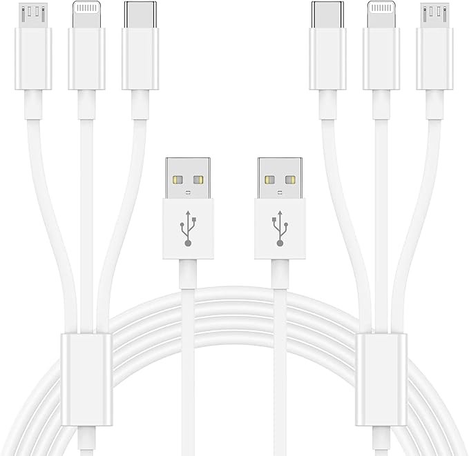 Multi Charger Cable 6Ft 2Pack, 3 in 1 Charging Cord, Universal Phone Charger, Multiple Charger Wi... | Amazon (US)