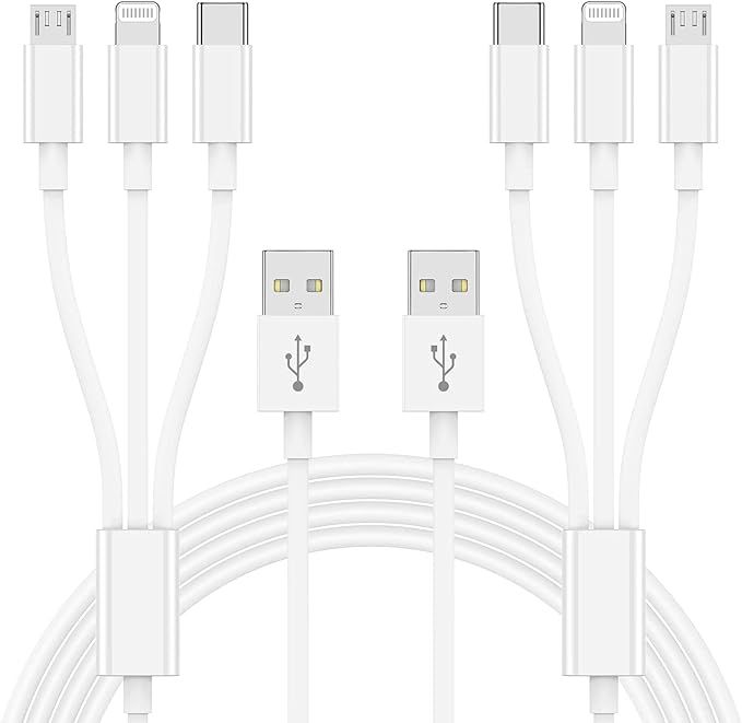 Multi Charger Cable 6Ft 2Pack, 3 in 1 Charging Cord, Universal Phone Charger, Multiple Charger Wi... | Amazon (US)