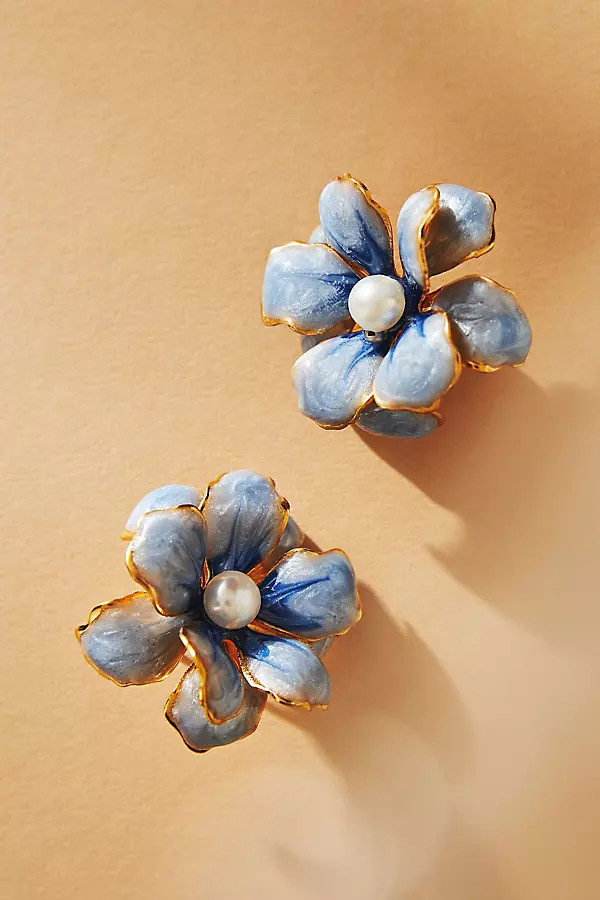 The Pink Reef Handpainted Floral Post Earrings | Anthropologie (US)