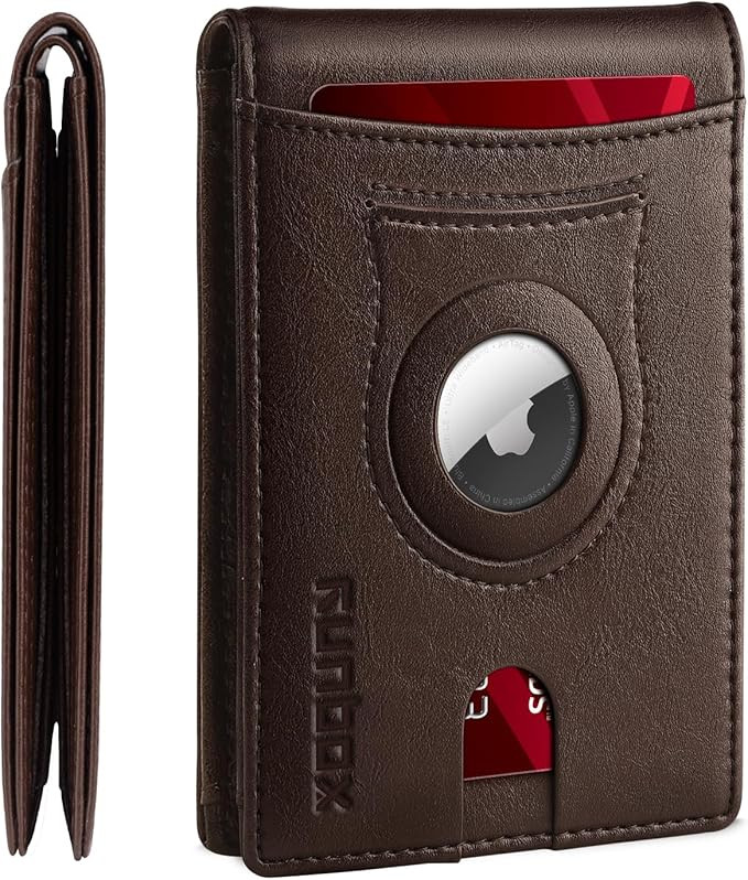 RUNBOX AirTag-Wallet-Mens-Slim-RFID Blocking Wallets Leather with Bill Compartment Air Tag Bifold... | Amazon (US)